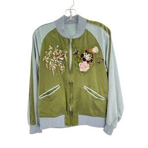Karl Helmut Reversible Silky Bomber Jacket Zip Up Embroidered Regular Size M